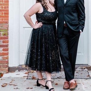 Marchesa Notte Silver Star Tulle Dress Size 16.